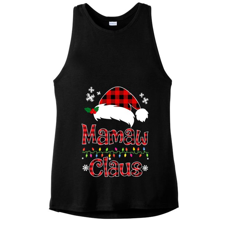 Mamaw Christmas Santa Claus Red Plaid Great Gift Mamaw Claus Gift Ladies PosiCharge Tri-Blend Wicking Tank