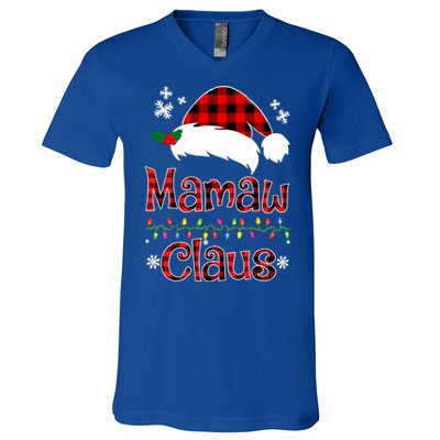 Mamaw Christmas Santa Claus Red Plaid Great Gift Mamaw Claus Gift V-Neck T-Shirt