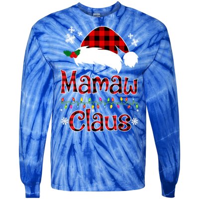 Mamaw Christmas Santa Claus Red Plaid Great Gift Mamaw Claus Gift Tie-Dye Long Sleeve Shirt