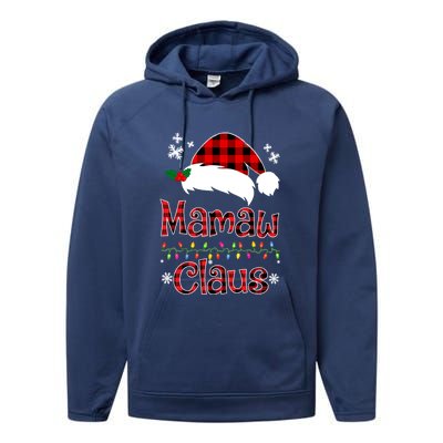 Mamaw Christmas Santa Claus Red Plaid Great Gift Mamaw Claus Gift Performance Fleece Hoodie