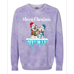 Merry Christmas Siberian Husky Chistmas Season Gift Colorblast Crewneck Sweatshirt