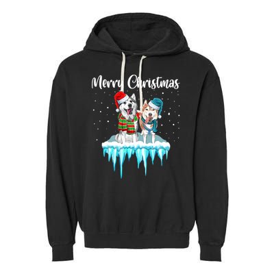 Merry Christmas Siberian Husky Chistmas Season Gift Garment-Dyed Fleece Hoodie