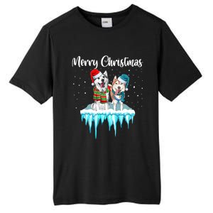 Merry Christmas Siberian Husky Chistmas Season Gift Tall Fusion ChromaSoft Performance T-Shirt