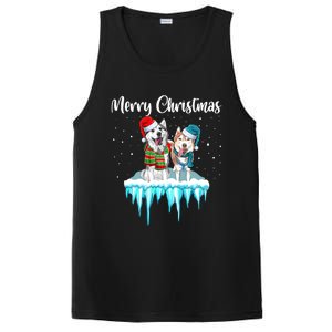 Merry Christmas Siberian Husky Chistmas Season Gift PosiCharge Competitor Tank