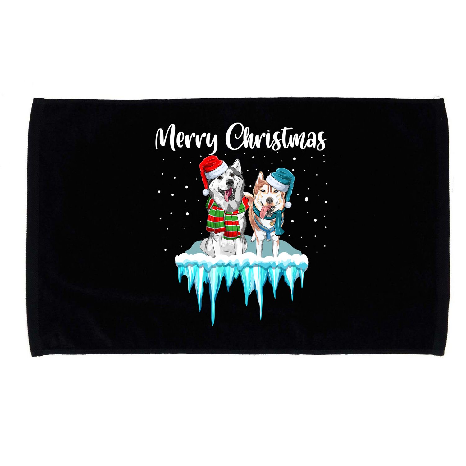 Merry Christmas Siberian Husky Chistmas Season Gift Microfiber Hand Towel