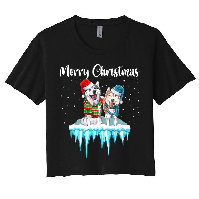 Merry Christmas Siberian Husky Chistmas Season Gift Crop Top