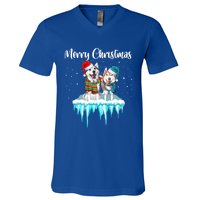 Merry Christmas Siberian Husky Chistmas Season Gift V-Neck T-Shirt