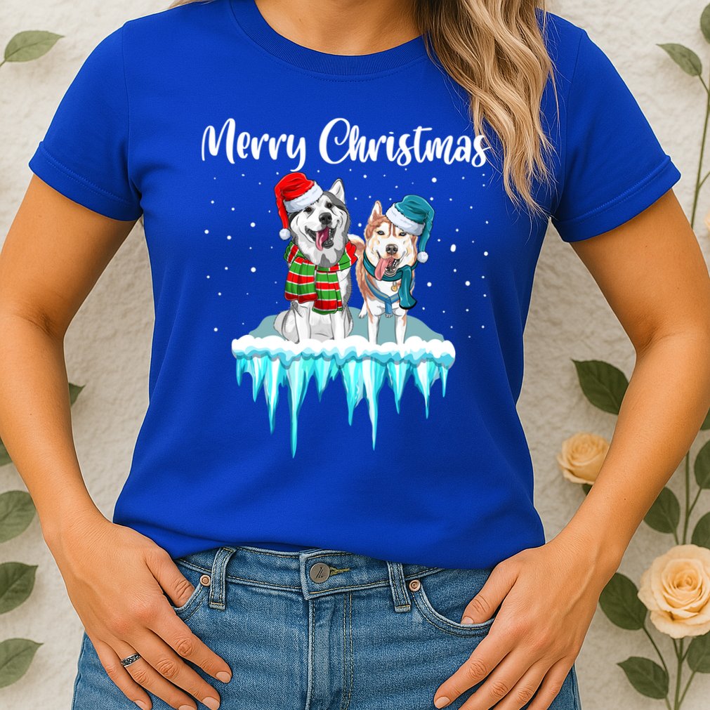 Merry Christmas Siberian Husky Chistmas Season Gift Womens T-Shirt