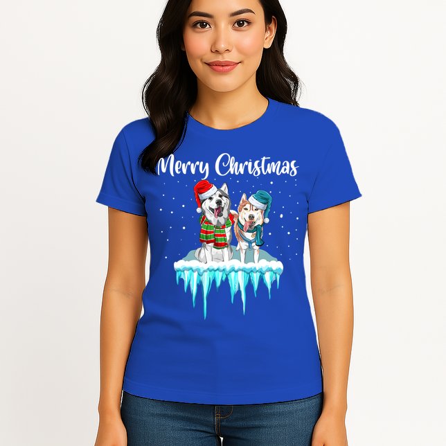 Merry Christmas Siberian Husky Chistmas Season Gift Womens T-Shirt
