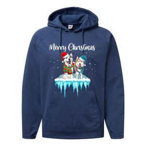 Merry Christmas Siberian Husky Chistmas Season Gift Performance Fleece Hoodie