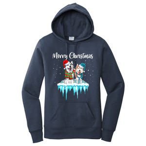 Merry Christmas Siberian Husky Chistmas Season Gift Women's Pullover Hoodie