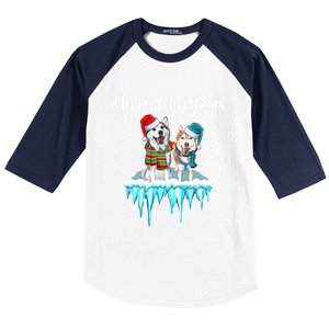 Merry Christmas Siberian Husky Chistmas Season Gift Baseball Sleeve Shirt