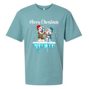 Merry Christmas Siberian Husky Chistmas Season Gift Sueded Cloud Jersey T-Shirt