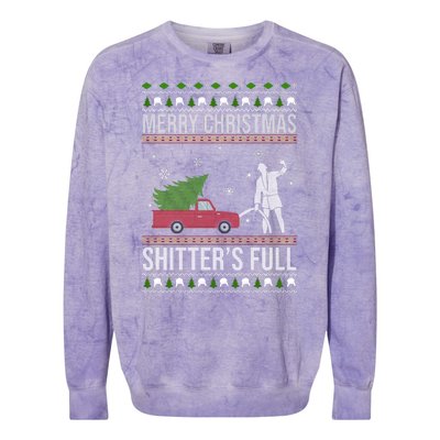 Merry Christmas Shitters Full Funny Ugly Colorblast Crewneck Sweatshirt