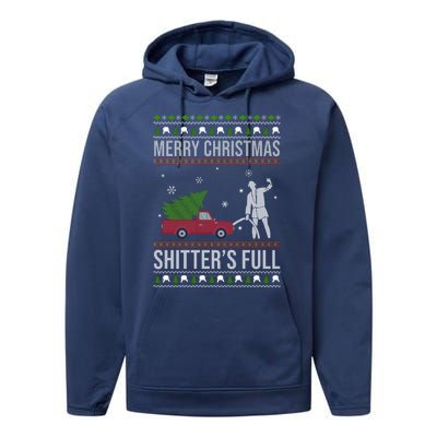 Merry Christmas Shitters Full Funny Ugly Performance Fleece Hoodie