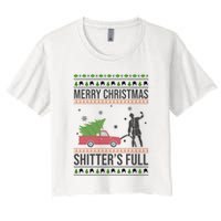 Merry Christmas Shitters Full Funny Ugly Crop Top