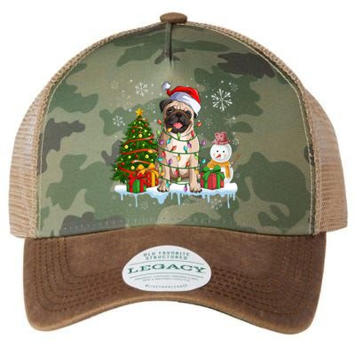 Merry Christmas Santa Pug Dog Lover Light In Snow Xmas Tree Gift Legacy Tie Dye Trucker Hat