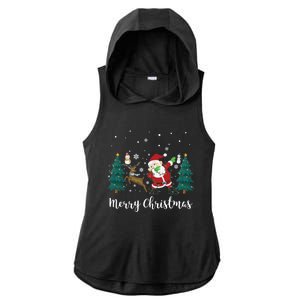 Merry Christmas Snow Tree Reindeer Dabbing Santa Cute Gift Ladies PosiCharge Tri-Blend Wicking Draft Hoodie Tank