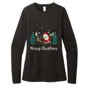 Merry Christmas Snow Tree Reindeer Dabbing Santa Cute Gift Womens CVC Long Sleeve Shirt