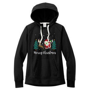 Merry Christmas Snow Tree Reindeer Dabbing Santa Cute Gift Women's Fleece Hoodie