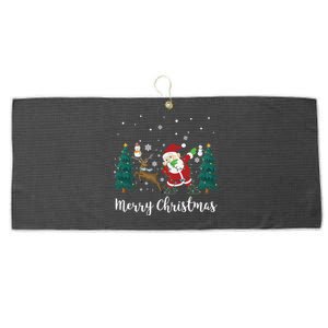 Merry Christmas Snow Tree Reindeer Dabbing Santa Cute Gift Large Microfiber Waffle Golf Towel