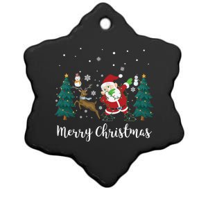 Merry Christmas Snow Tree Reindeer Dabbing Santa Cute Gift Ceramic Star Ornament