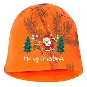 Merry Christmas Snow Tree Reindeer Dabbing Santa Cute Gift Kati - Camo Knit Beanie