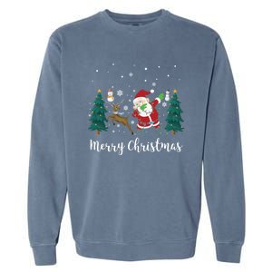 Merry Christmas Snow Tree Reindeer Dabbing Santa Cute Gift Garment-Dyed Sweatshirt