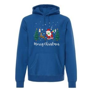 Merry Christmas Snow Tree Reindeer Dabbing Santa Cute Gift Premium Hoodie