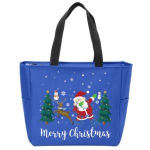 Merry Christmas Snow Tree Reindeer Dabbing Santa Cute Gift Zip Tote Bag