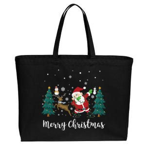 Merry Christmas Snow Tree Reindeer Dabbing Santa Cute Gift Cotton Canvas Jumbo Tote