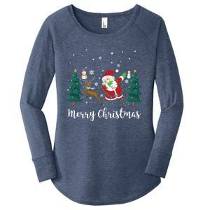 Merry Christmas Snow Tree Reindeer Dabbing Santa Cute Gift Women's Perfect Tri Tunic Long Sleeve Shirt