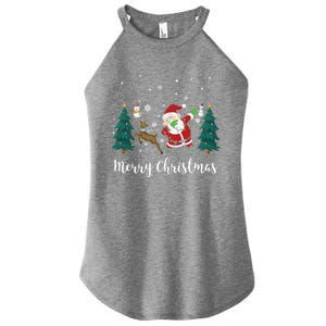 Merry Christmas Snow Tree Reindeer Dabbing Santa Cute Gift Women's Perfect Tri Rocker Tank