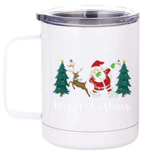 Merry Christmas Snow Tree Reindeer Dabbing Santa Cute Gift 12 oz Stainless Steel Tumbler Cup