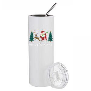 Merry Christmas Snow Tree Reindeer Dabbing Santa Cute Gift Stainless Steel Tumbler