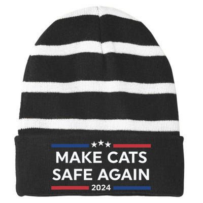 Make Cats Safe Again Trump Striped Beanie with Solid Band