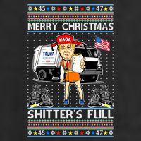Merry Christmas Shitters Full Trump Ugly Christmas Sweater 7 Panel Mesh Trucker Snapback Hat