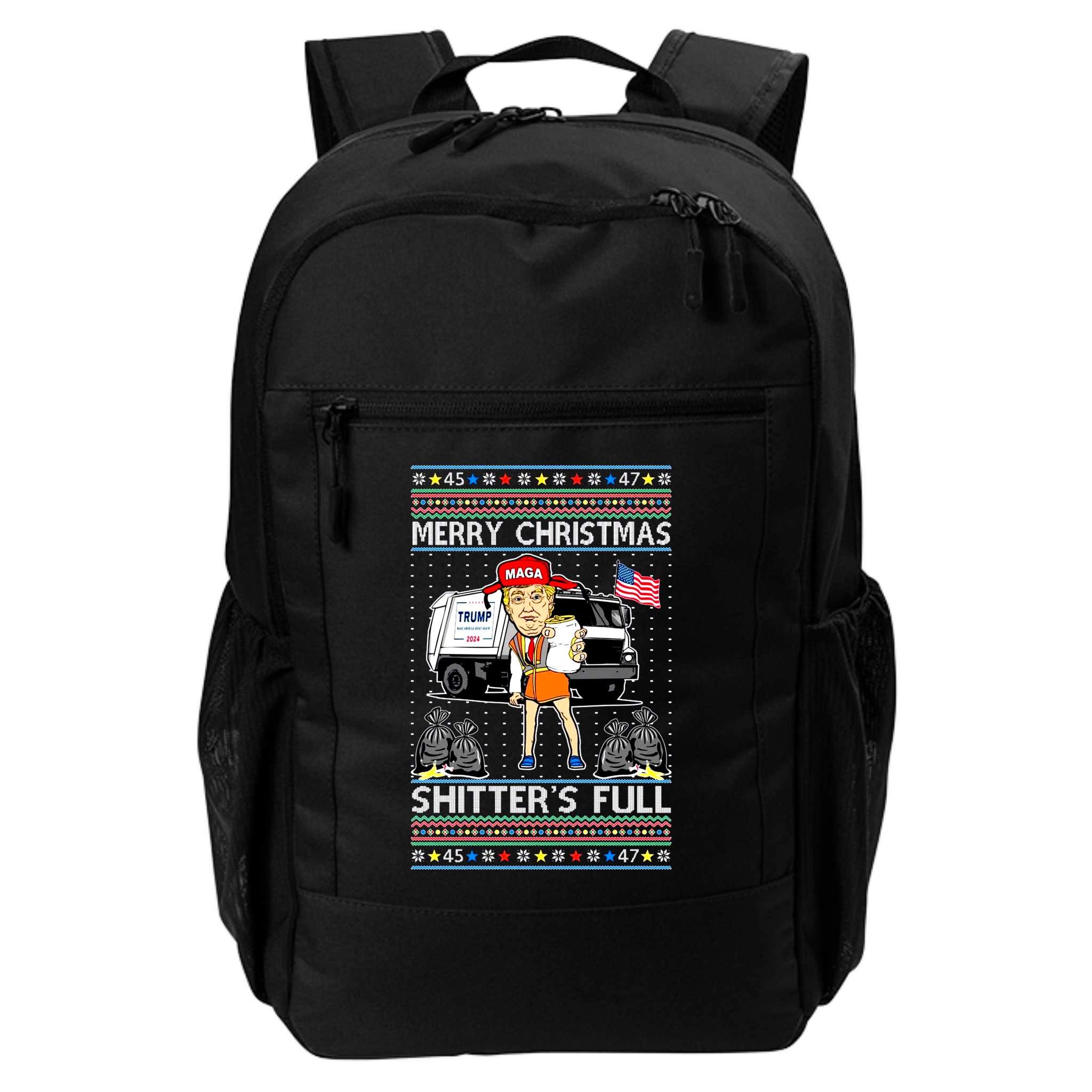 Merry Christmas Shitters Full Trump Ugly Christmas Sweater Backpack