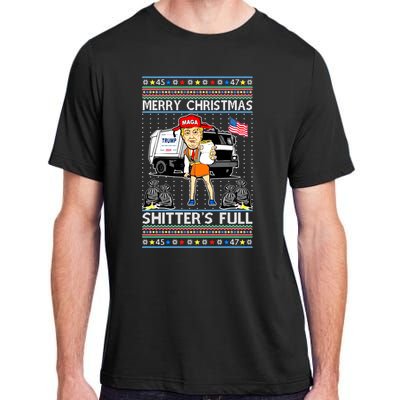 Merry Christmas Shitters Full Trump Ugly Christmas Sweater Adult ChromaSoft Performance T-Shirt