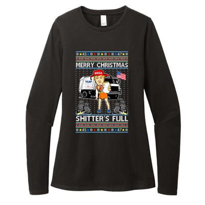 Merry Christmas Shitters Full Trump Ugly Christmas Sweater Womens CVC Long Sleeve Shirt