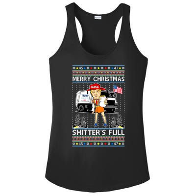 Merry Christmas Shitters Full Trump Ugly Christmas Sweater Ladies PosiCharge Competitor Racerback Tank