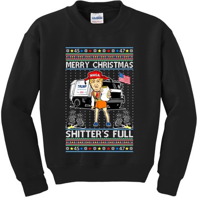 Merry Christmas Shitters Full Trump Ugly Christmas Sweater Kids Sweatshirt