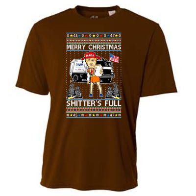 Merry Christmas Shitters Full Trump Ugly Christmas Sweater Cooling Performance Crew T-Shirt