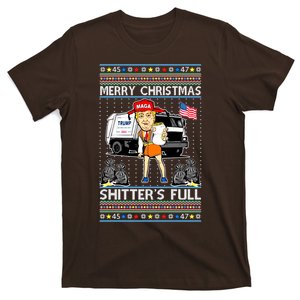 Merry Christmas Shitters Full Trump Ugly Christmas Sweater T-Shirt