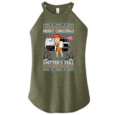 Merry Christmas Shitters Full Trump Ugly Christmas Sweater Women's Perfect Tri Rocker Tank