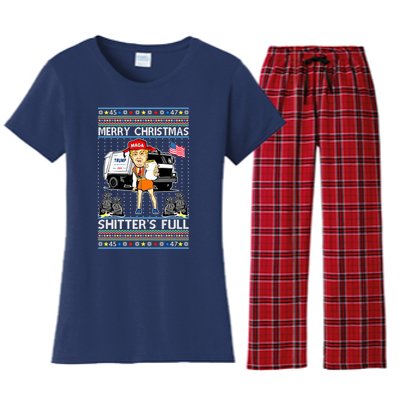 Merry Christmas Shitters Full Trump Ugly Christmas Sweater Women's Flannel Pajama Set