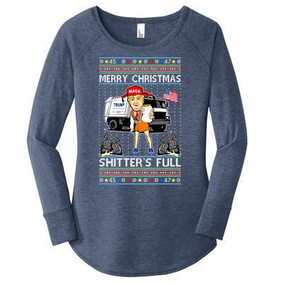 Merry Christmas Shitters Full Trump Ugly Christmas Sweater Women's Perfect Tri Tunic Long Sleeve Shirt