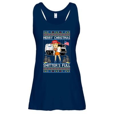 Merry Christmas Shitters Full Trump Ugly Christmas Sweater Ladies Essential Flowy Tank