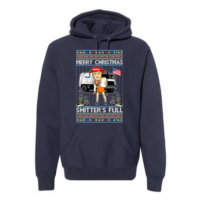 Merry Christmas Shitters Full Trump Ugly Christmas Sweater Premium Hoodie