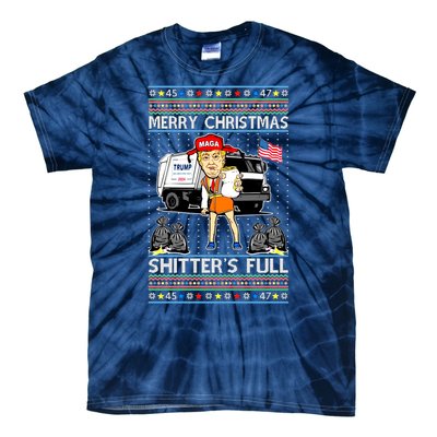 Merry Christmas Shitters Full Trump Ugly Christmas Sweater Tie-Dye T-Shirt